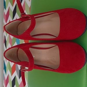 FOREVER  red ♥ wedge mary  jane...strap shoes ..size 8..women. NEW